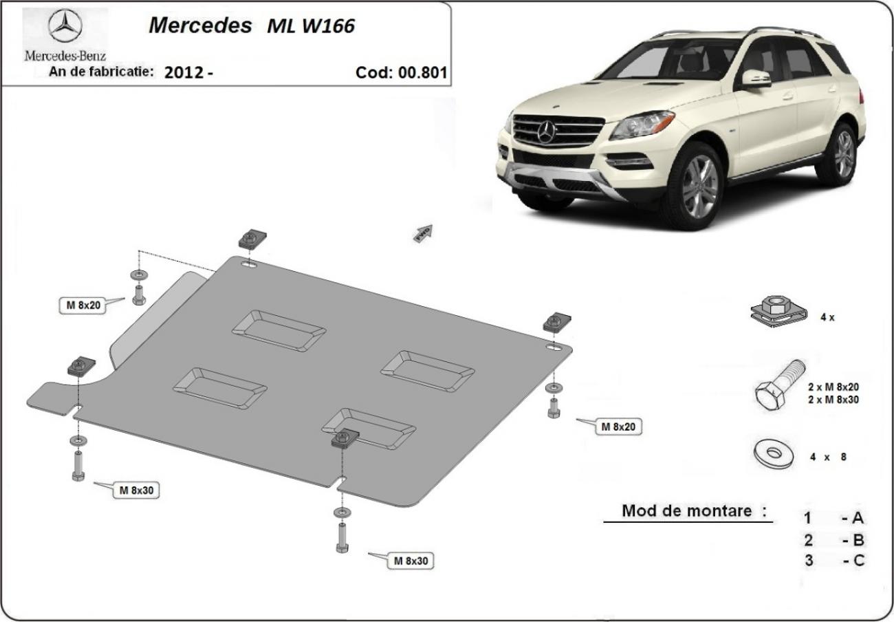 Bunnplate Stål Girkasse | Mercedes ML W166 (2011-2019) - 3