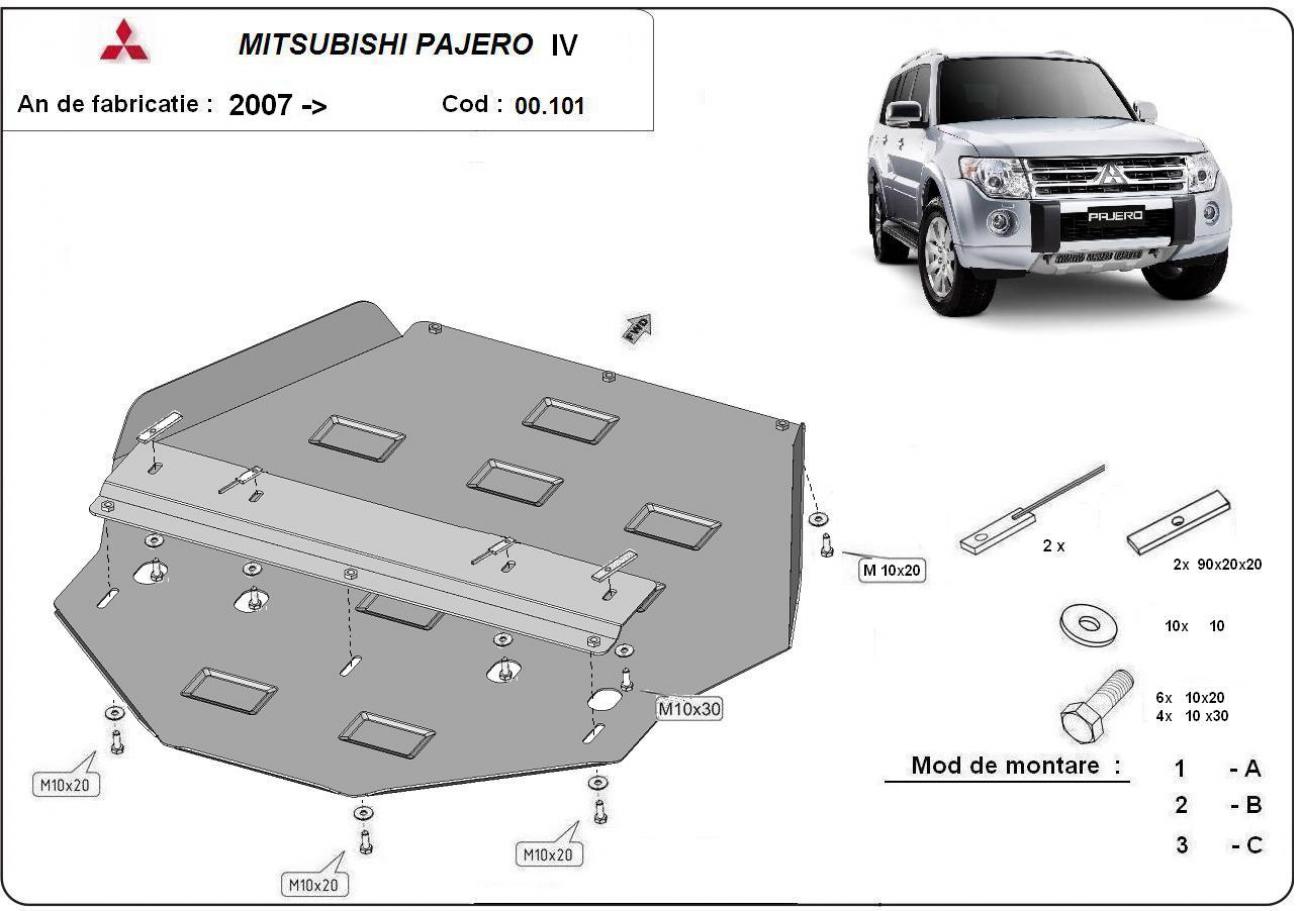 Bunnplate Stål Girkasse | Mitsubishi Pajero 4 (V80, V90) (2007-2021) - 3