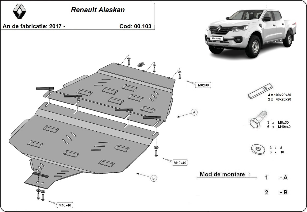 Protection inférieure de boîte de vitesses en acier | Renault Alaskan (2017-2026) - 3