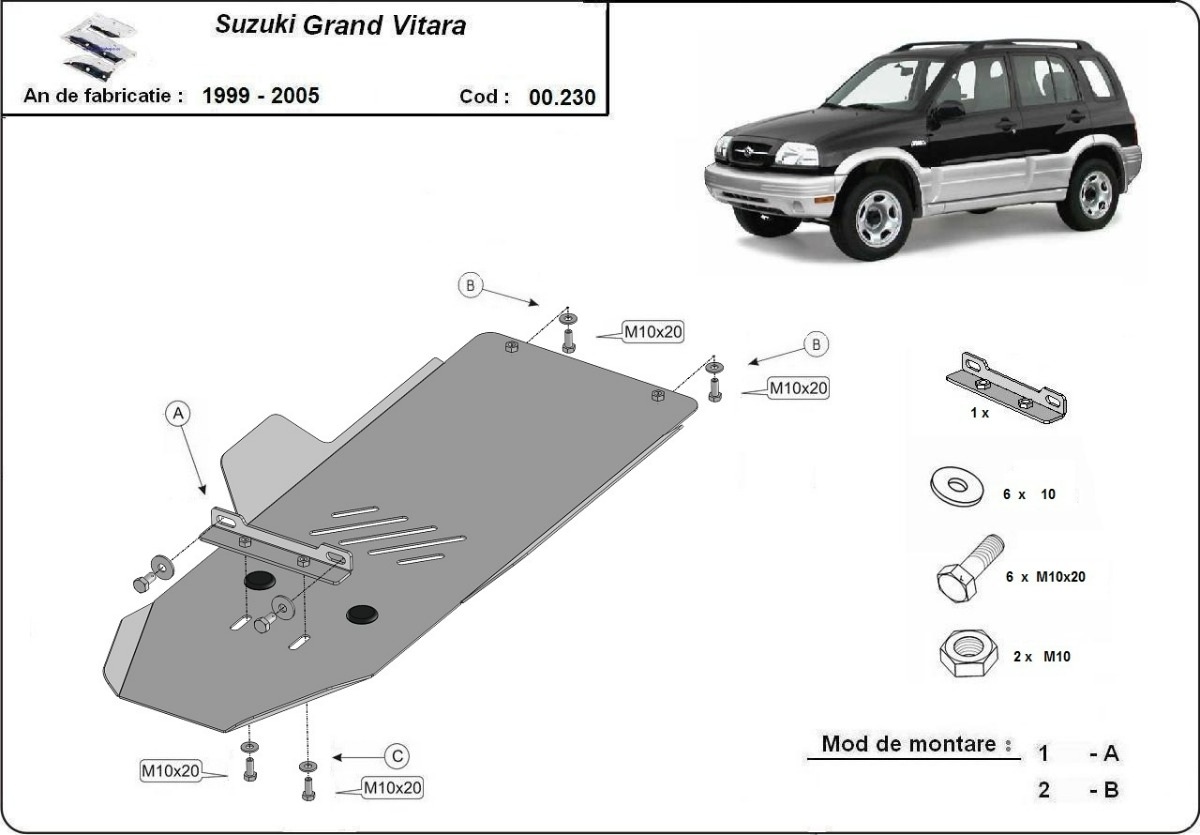 Protector inferior de acero para caja de cambios | Suzuki Grand Vitara (1999-2005) - 3