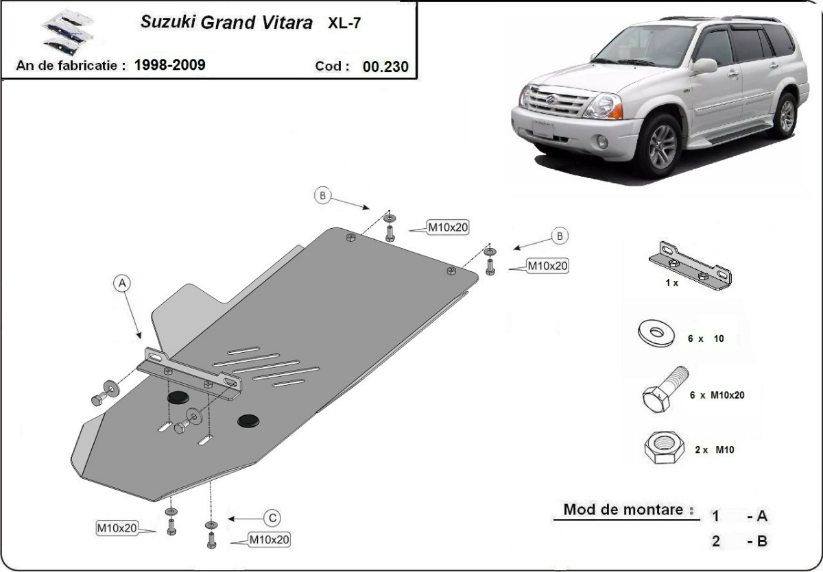 Proteção inferior da caixa de velocidades em aço | Suzuki Grand Vitara XL-7 (1999-2005) - 3