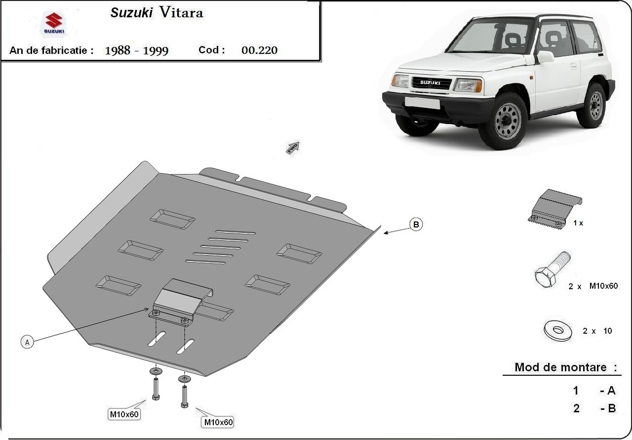 Proteção inferior da caixa de velocidades em aço | Suzuki Vitara (1988-1999) - 3