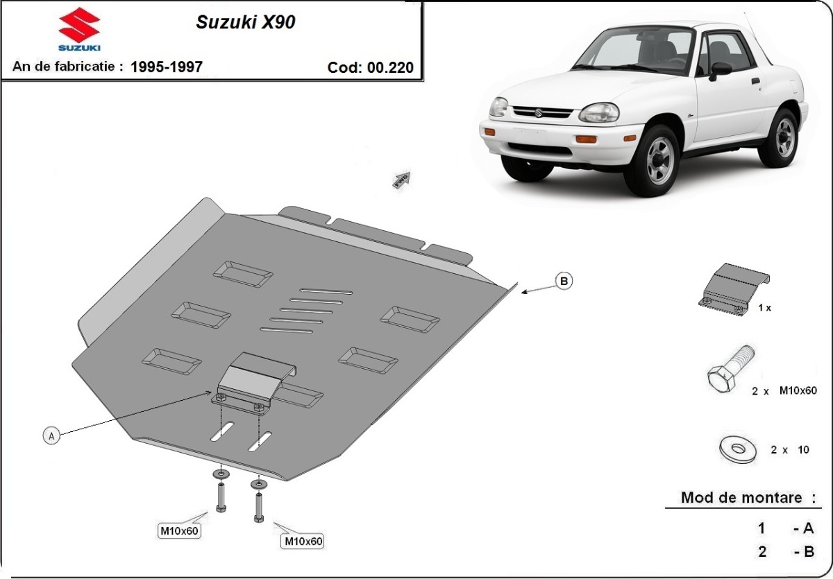 Protector inferior de acero para caja de cambios | Suzuki X90 (1988-1999) - 3