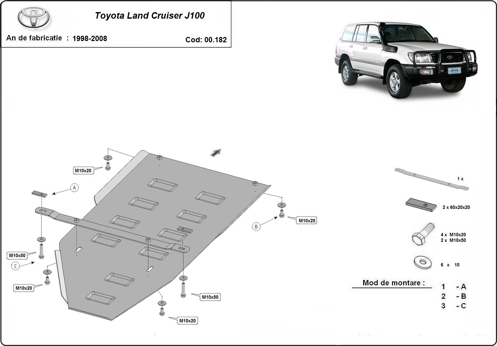 Proteção inferior da caixa de velocidades em aço | Toyota Land Cruiser J100 (1998-2008) - 3
