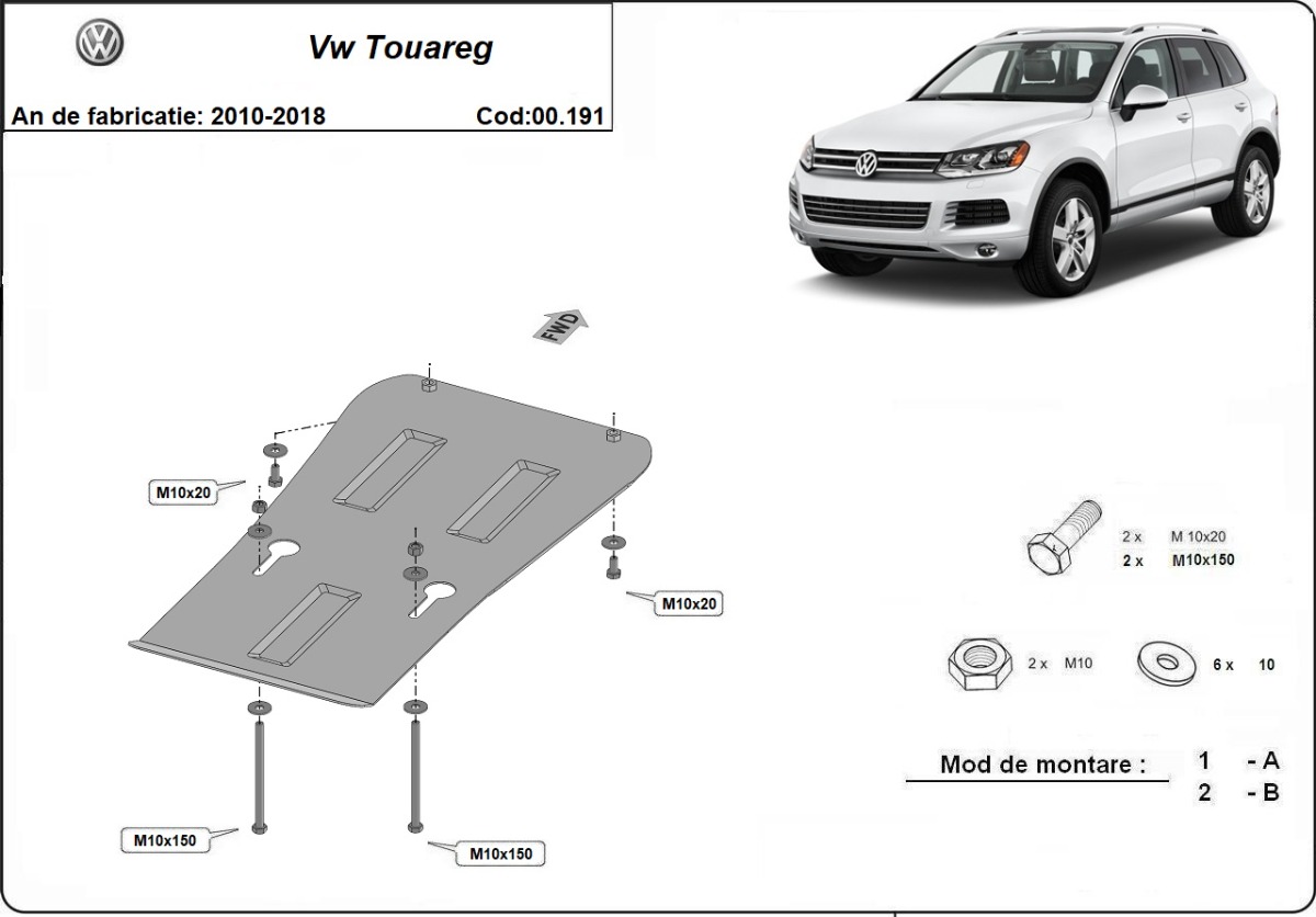 Protezione inferiore cambio in acciaio | VW Touareg 7P (2010-2018) - 3