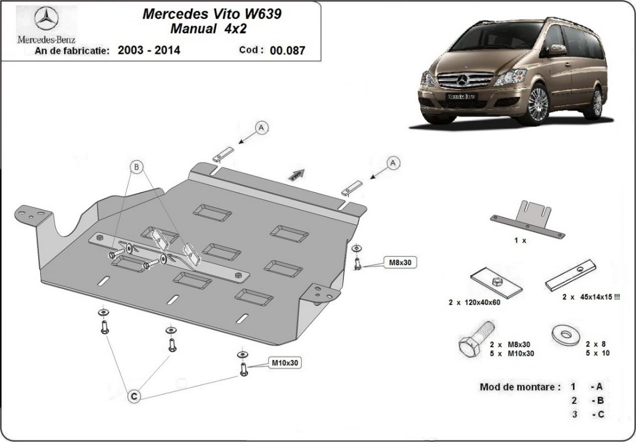 Bundplade Stål Gearkasse | Mercedes Viano W639 - 2.2 D 4x2 (2003-2014) - 3
