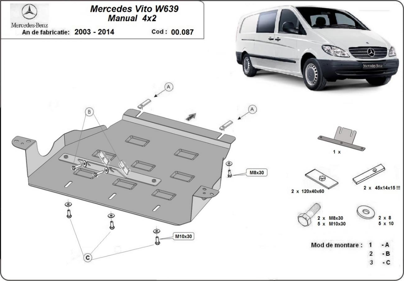 Skid plate Steel Gearbox | Mercedes Vito W639 - 2.2 D 4x2 (2003-2014) - 3