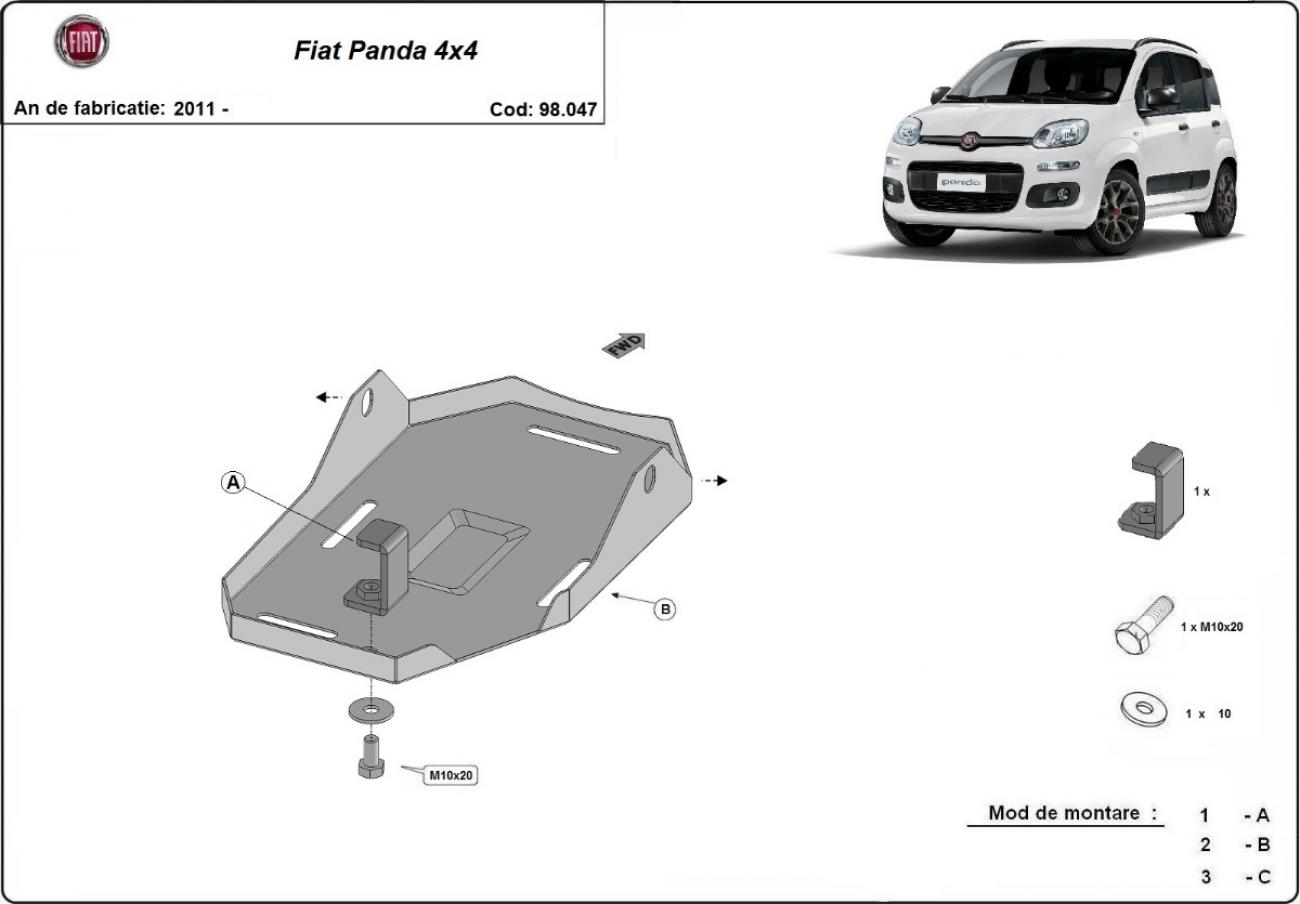 Skid plate Steel Rear differential | Fiat Panda 4x4 (2011-2026) - 3