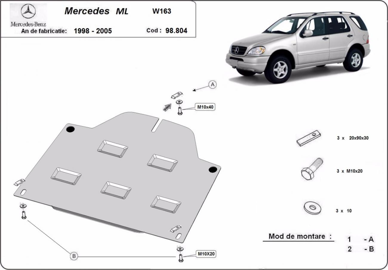 Bundplade Stål Bagdifferentiale | Mercedes ML W163 (1998-2005) - 3