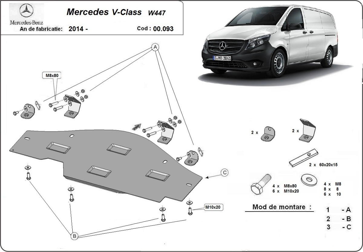 Stalen beschermplaat EGR, STOP&GO-systeem | Mercedes V-Classe W447, 4x2, 1.6 D (2014-2026) - 3