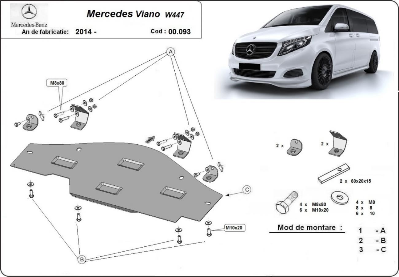 Bundplade Stål EGR, system STOP&GO | Mercedes Viano W447, 4x2, 1.6 D (2014-2026) - 3