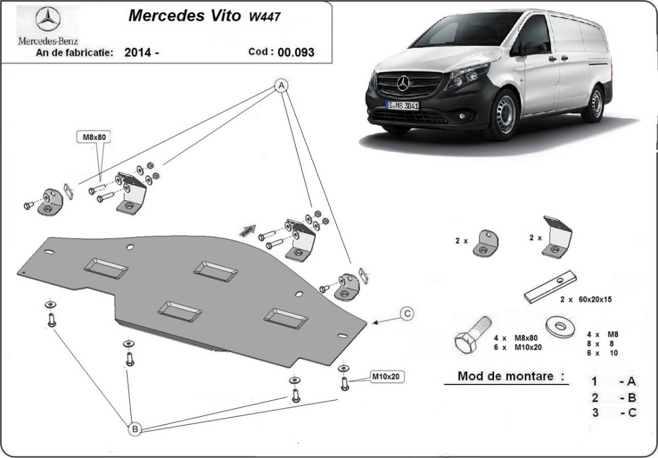 Bunnplate Stål EGR, system STOP&GO | Mercedes Vito W447, 4x2, 1.6 D (2014-2026) - 3