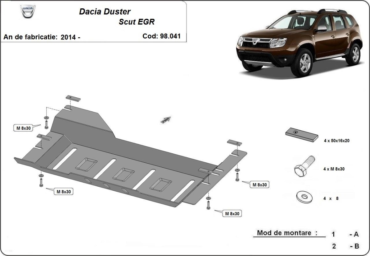 Protector inferior de acero EGR, sistema STOP&GO | Dacia Duster (2014-2017) - 3
