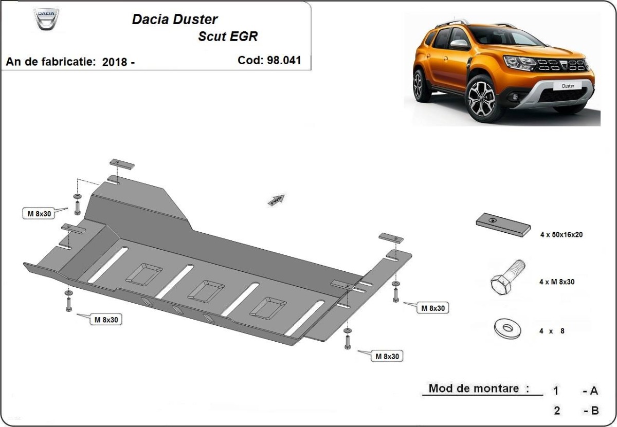 Protection inférieure EGR en acier, système STOP&GO | Dacia Duster (2018-2020) - 3