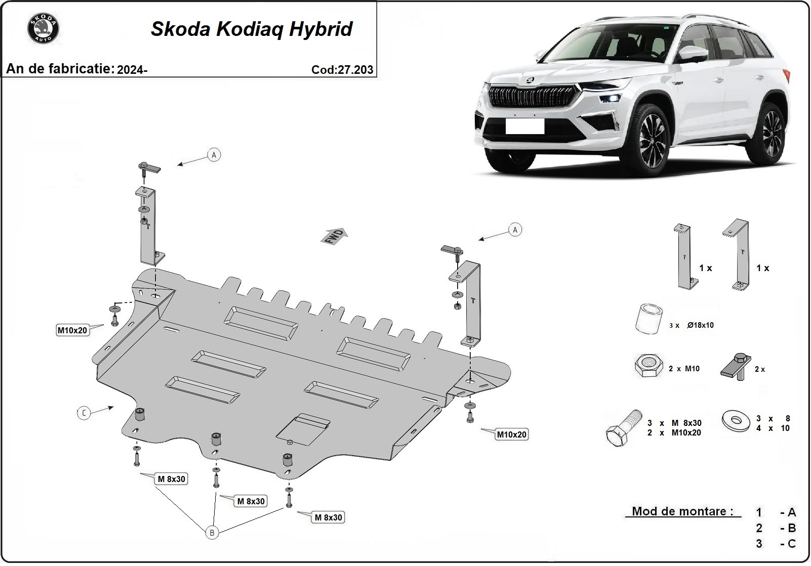 Bunnplate Stål Motor+ | Skoda Kodiaq (2024-2026) - 3