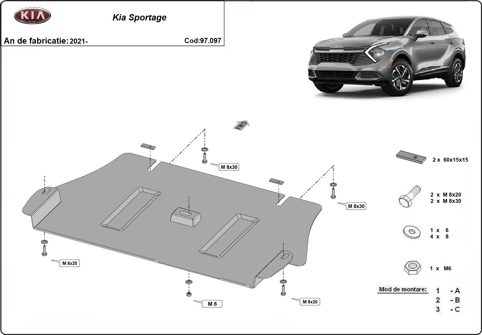 Skid plate Steel Catalytic converter | Kia Sportage (2021-2026) - 3