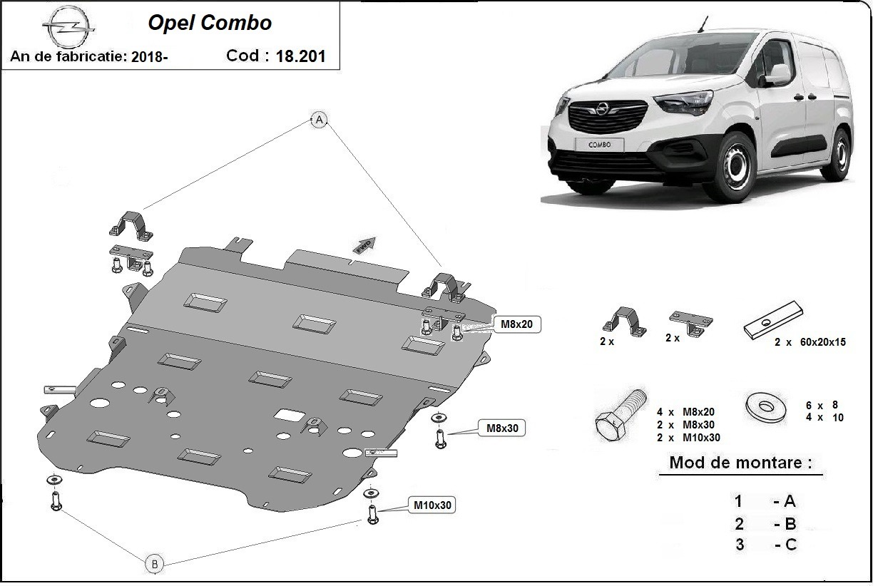 Bundplade Stål Motor+ | Opel Combo C (2018-2026) - 3