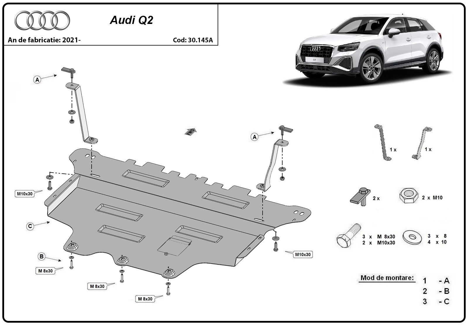 Proteção inferior em aço Motor+ | Audi Q2 (2021-2026) - 3