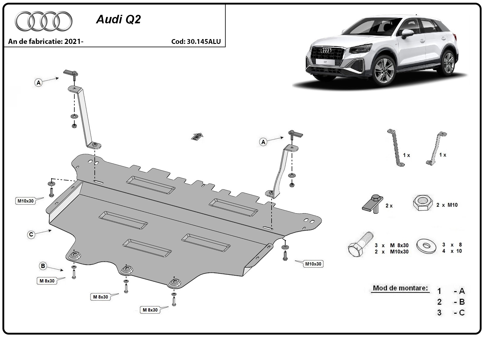 Protector inferior de aluminio Motor+ | Audi Q2 (2021-2026) - 3