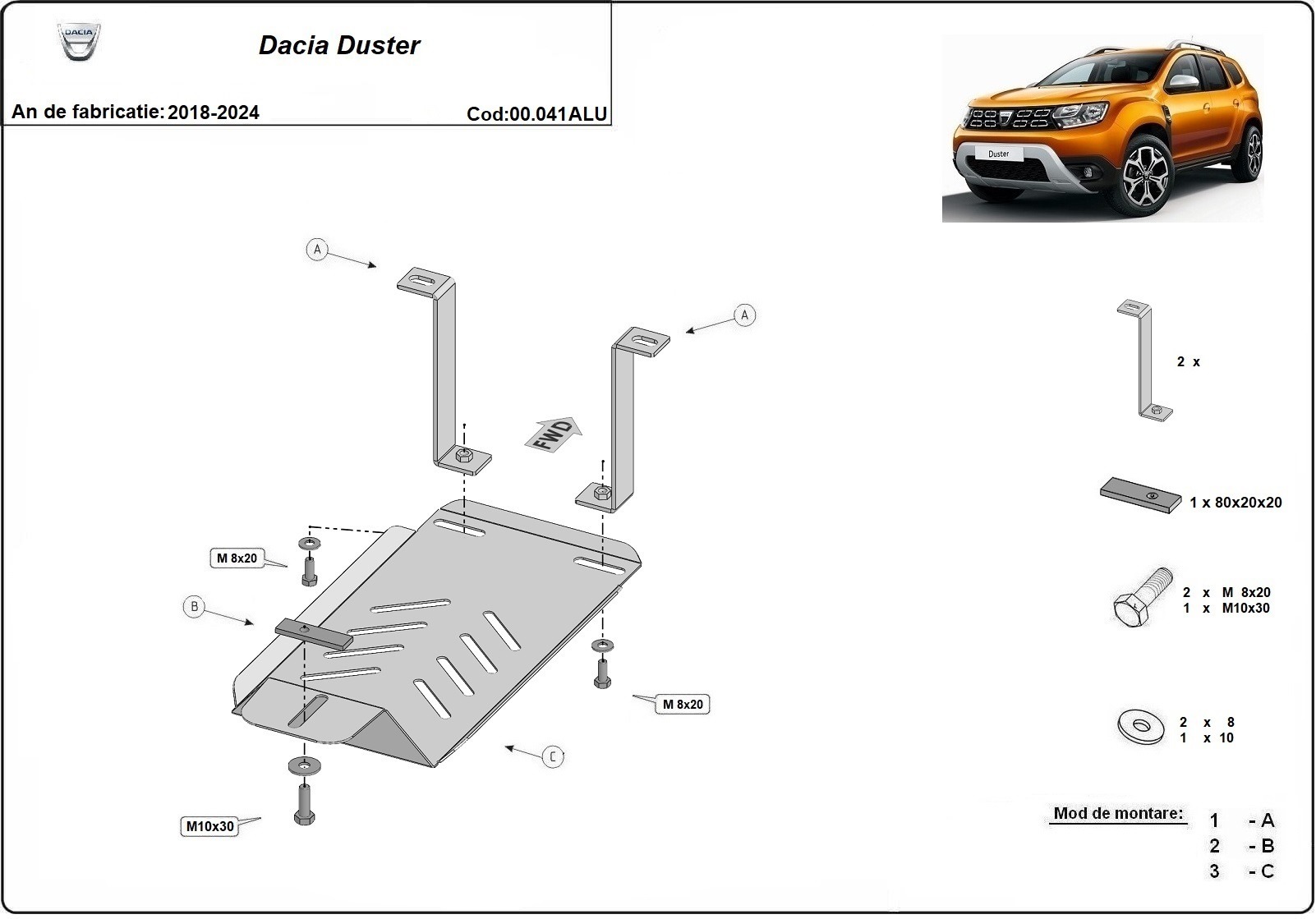 Pohjapanssari Aluminium Differential | Dacia Duster 4x4 (2018-2024) - 3