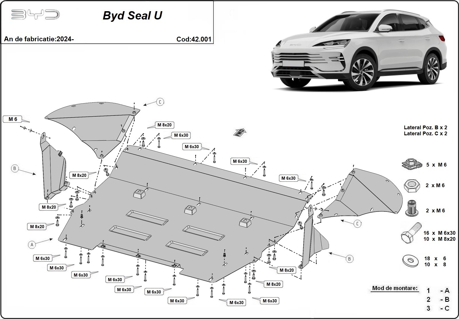 Bundplade Stål Motor+ | BYD Seal U (2024-2026) - 3