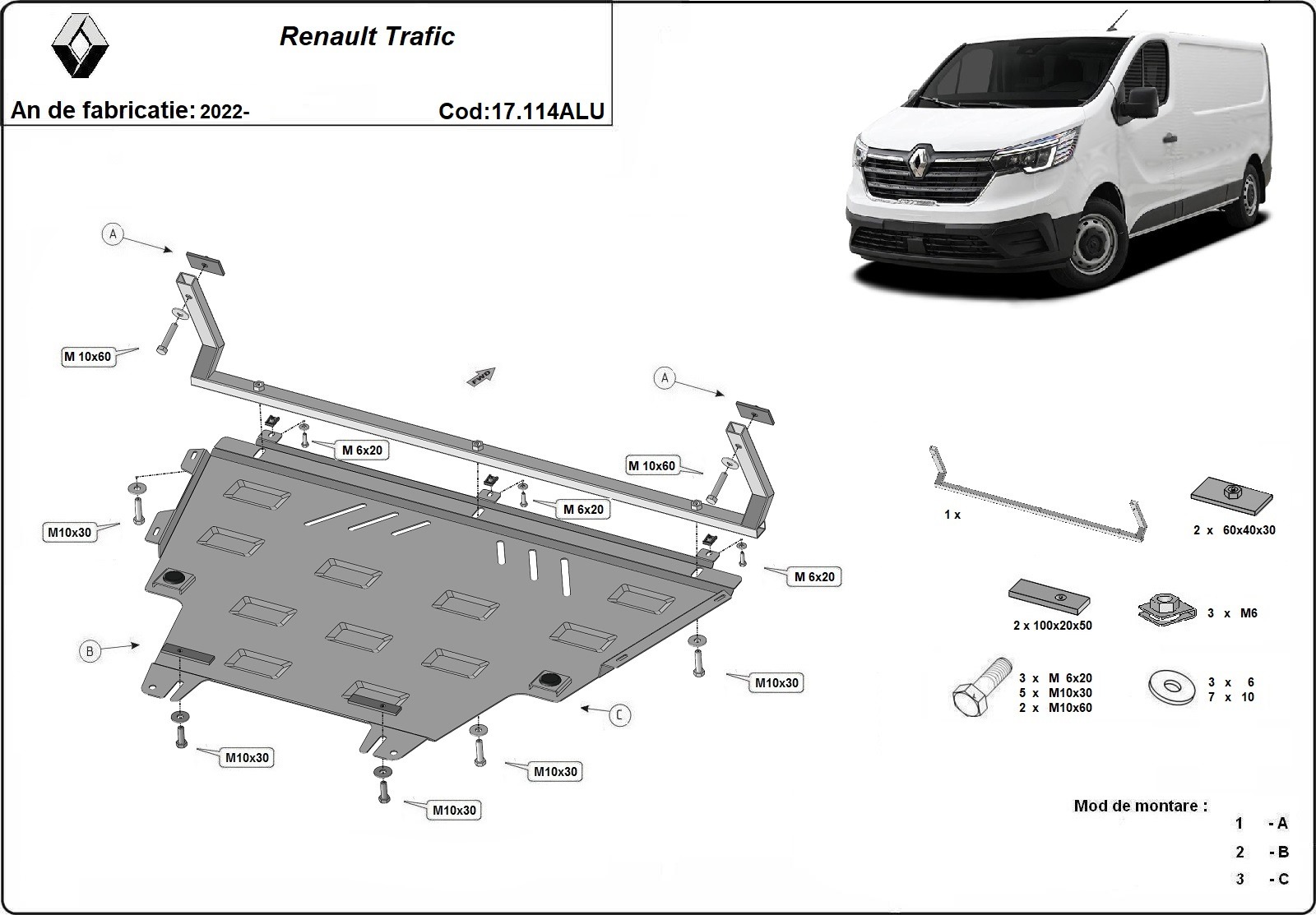 Bunnplate Aluminium Motor+ | Renault Trafic (2022-2026) - 3