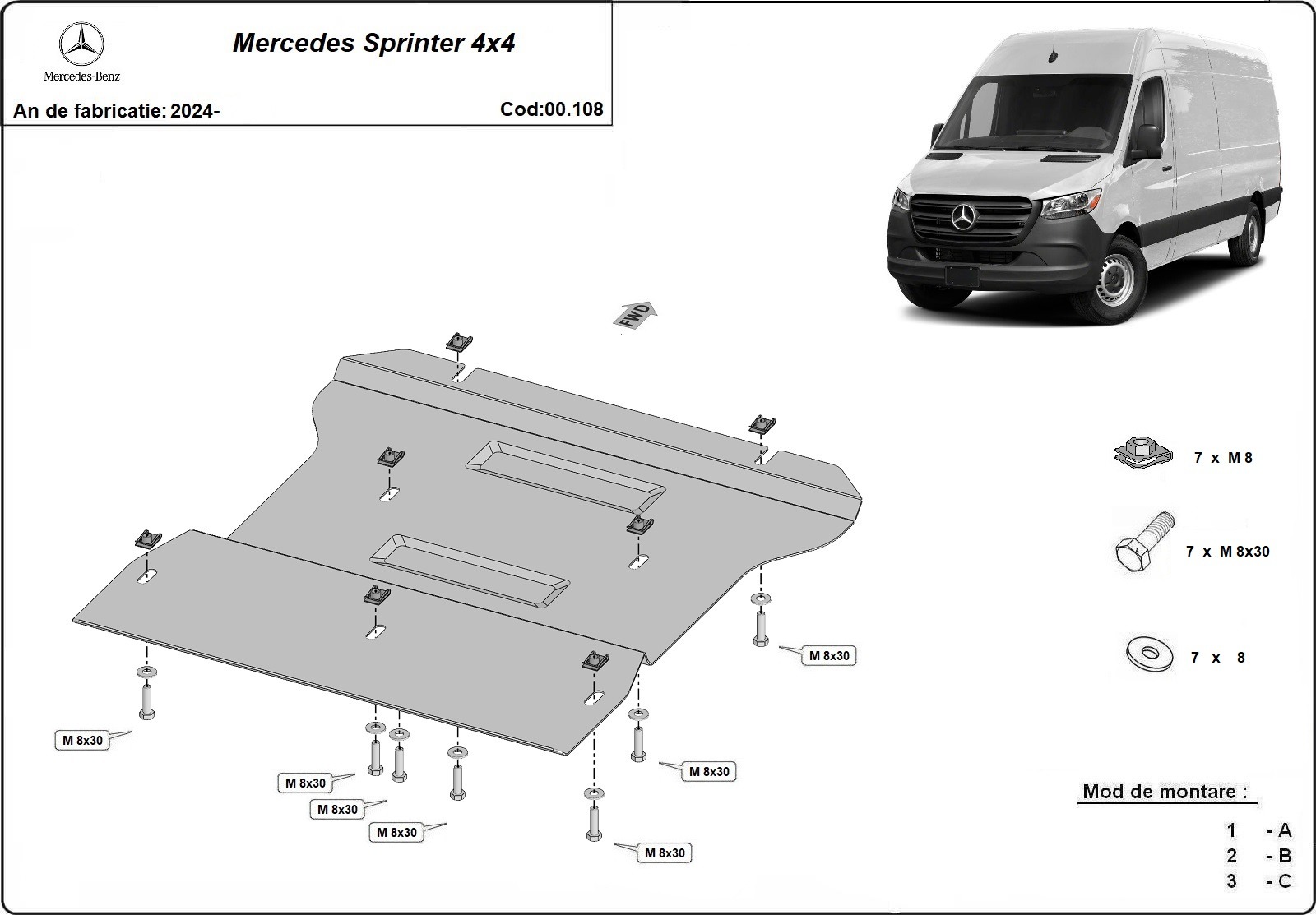 Bunnplate Stål Girkasse | Mercedes Sprinter 4x4 (2024-2026) - 3