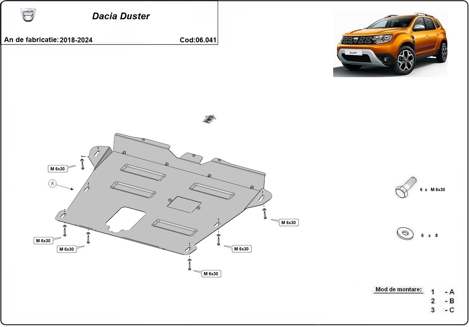 Skid plate Aluminium Engine+ | Dacia Duster (2018-2024)