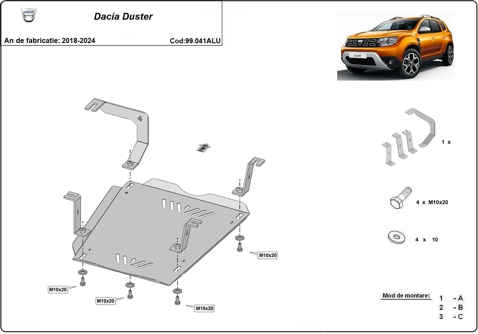 Skid plate Aluminium Fuel tank | Dacia Duster (2018-2024) - 3