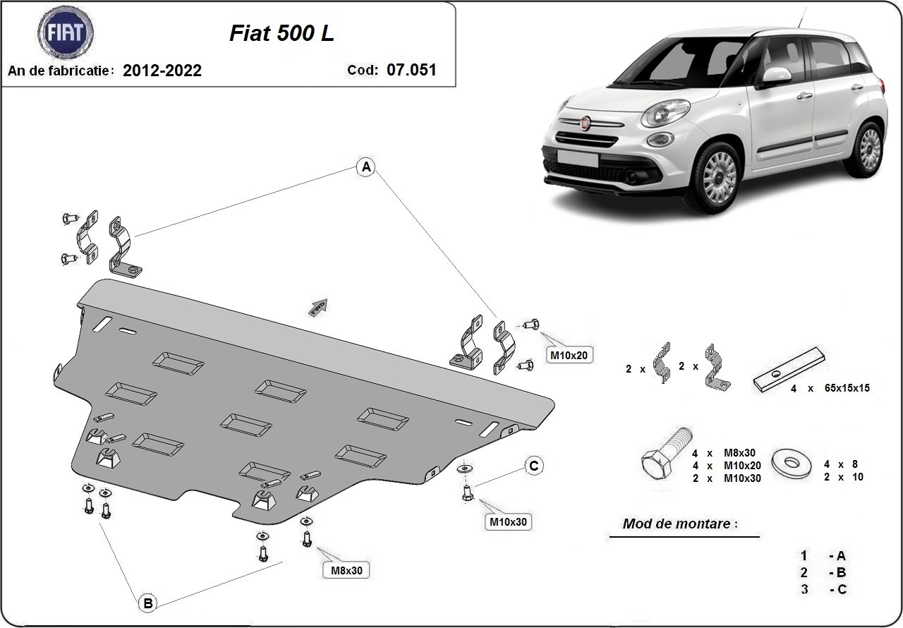 Skid plate Steel Engine+ | Fiat 500 L (2012-2022) - 3