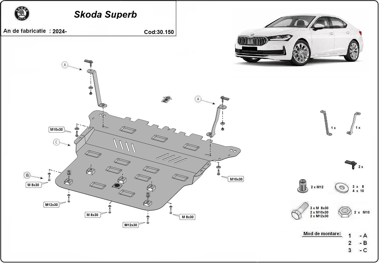 Bunnplate Stål Bakre differensial | Skoda Superb 4 (2024-2026) - 3