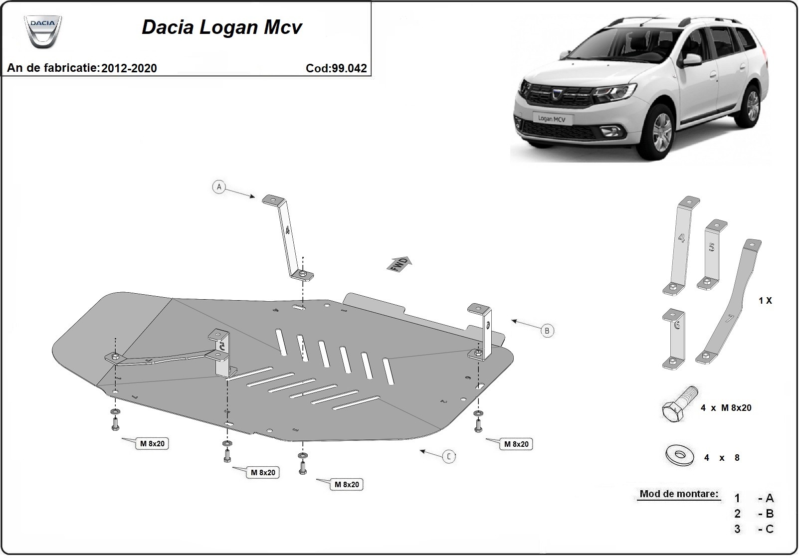 Hasplåt Stål Bränsletank | Dacia Logan II MCV (2012-2020) - 3