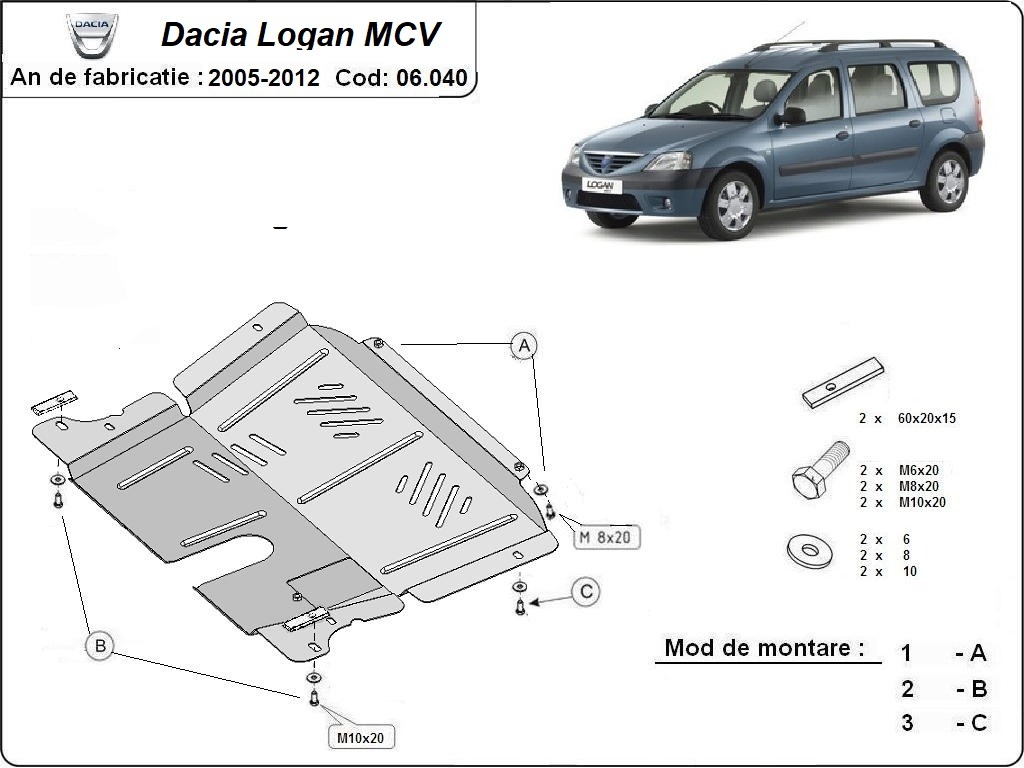 Skid plate Steel Engine+ | Dacia Logan 1 MCV (2005-2012) - 3