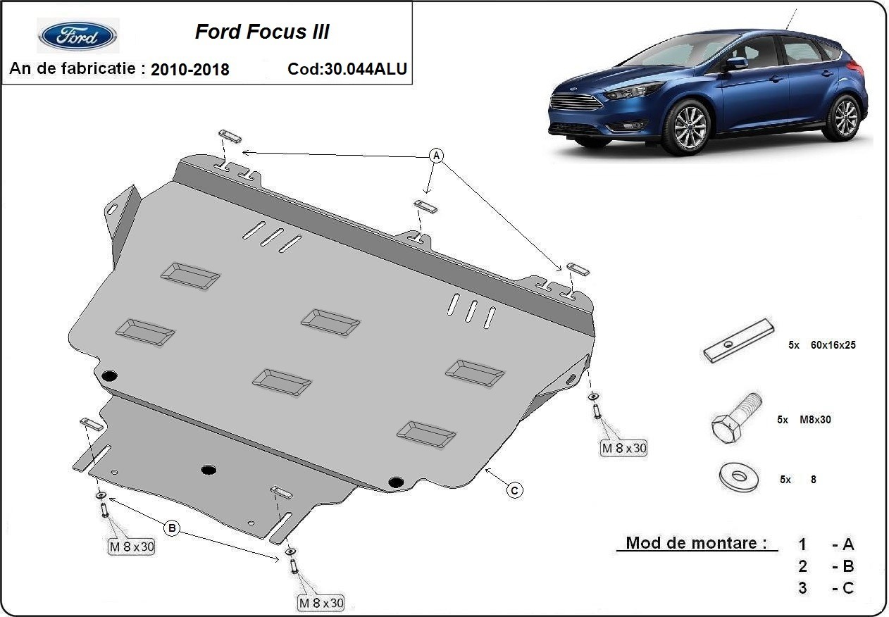 Skid plate Aluminium Engine+ | Ford Focus (2010-2018) - 3