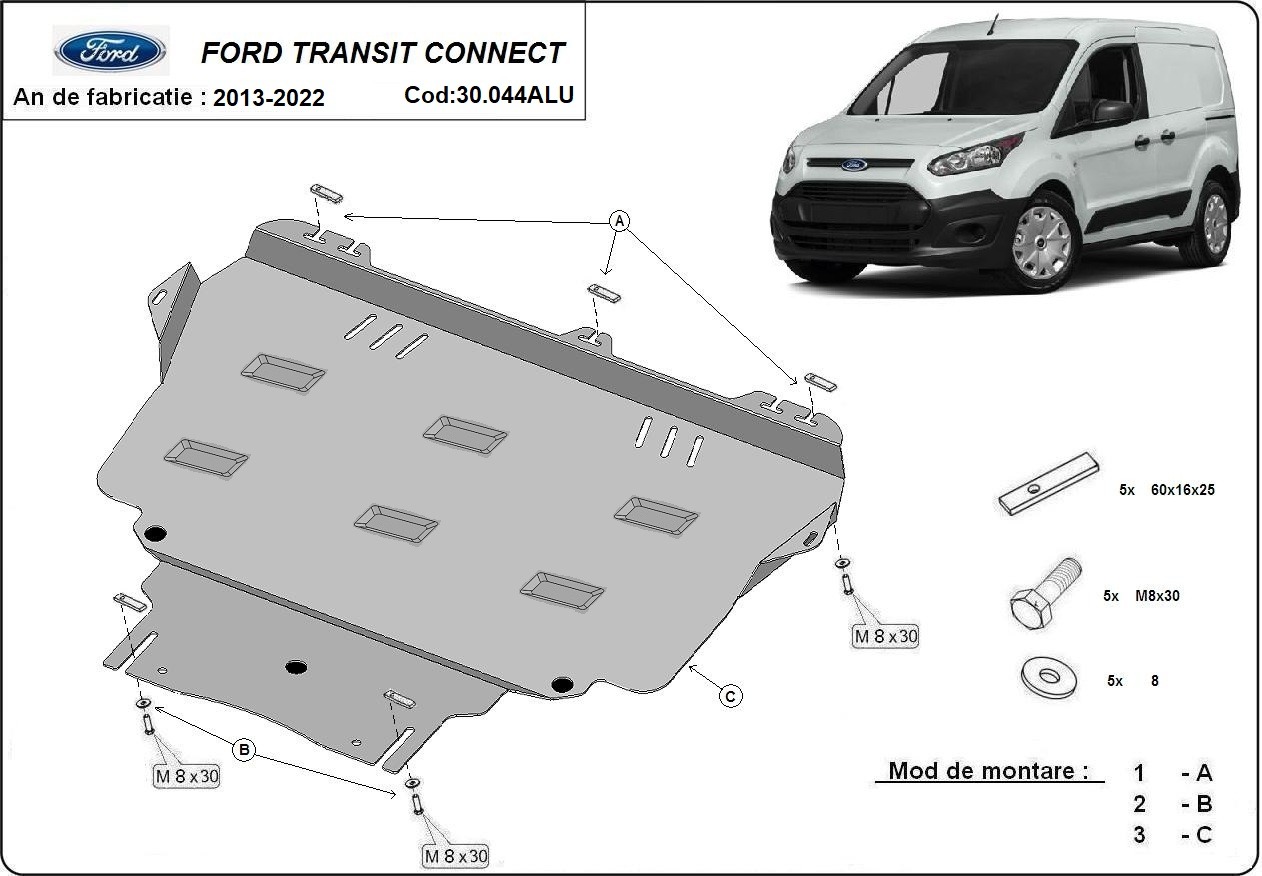Bundplade Aluminium Motor+ | Ford Transit Connect (2013-2022) - 3