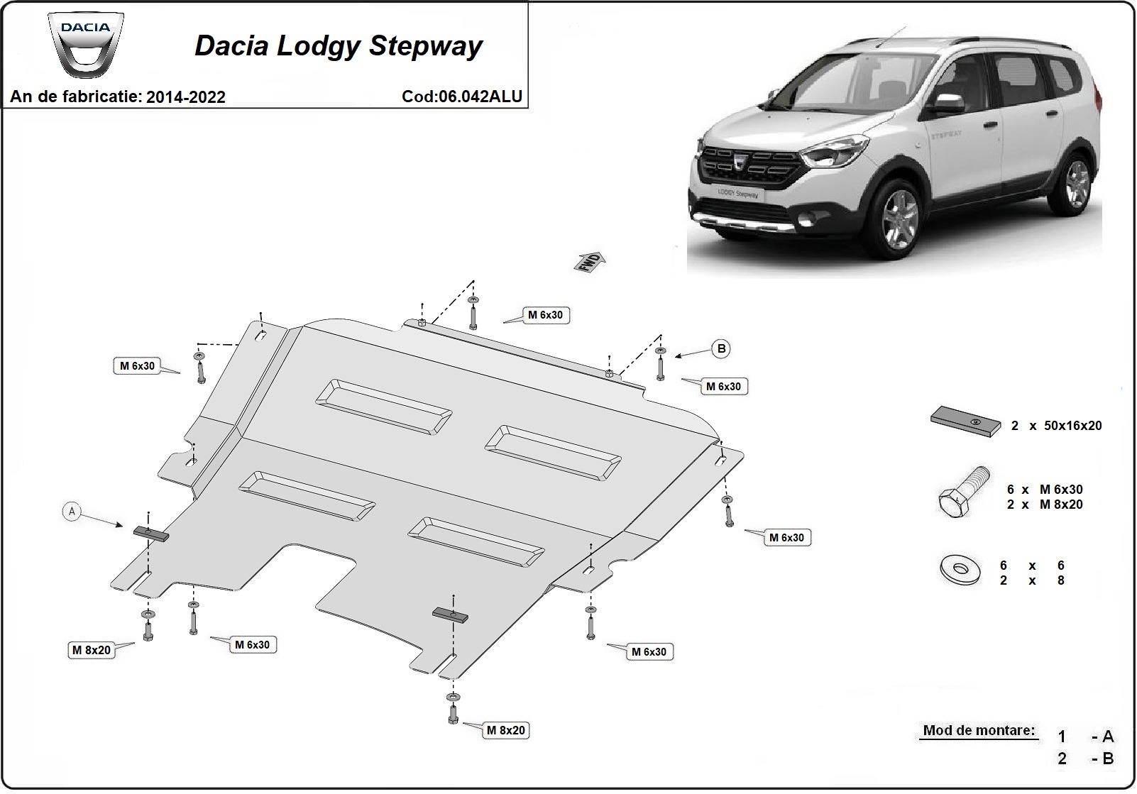 Pohjapanssari Aluminium Engine+ | Dacia Lodgy Stepway (2014-2020) - 3