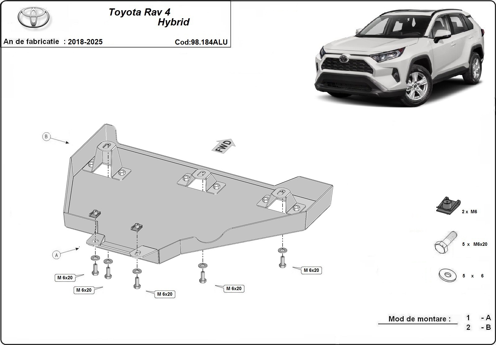 Skid plate Aluminium Differential | Toyota RAV5 (2018-2025) - 3