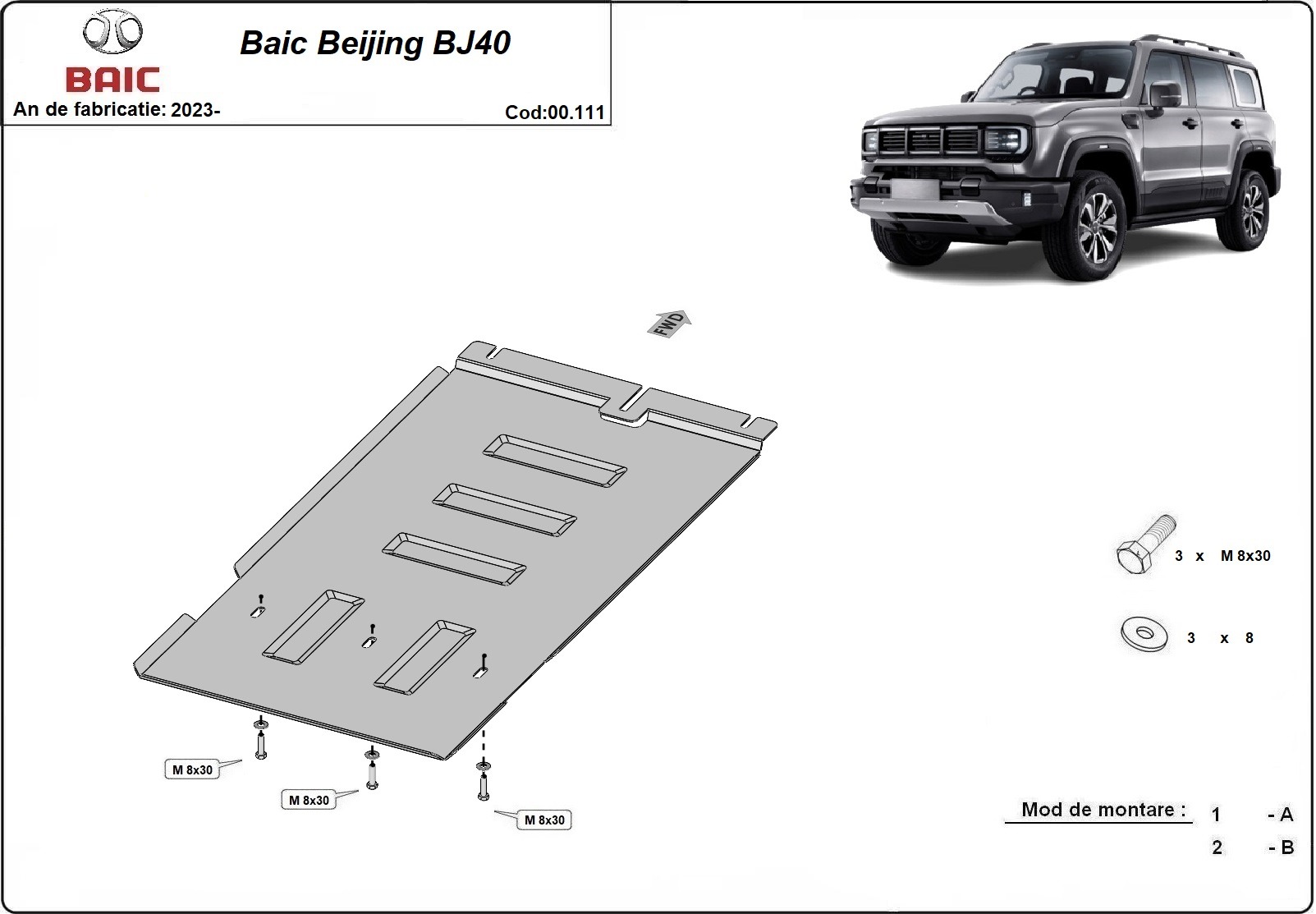Hasplåt Stål Växellåda | Baic Beijing BJ40 (2023-2026) - 3