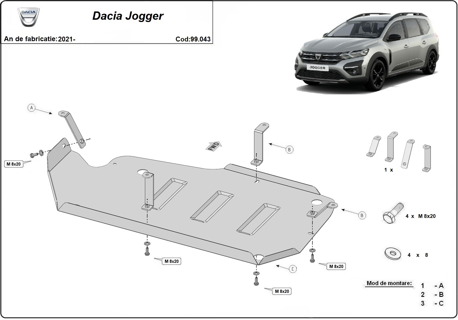 Hasplåt Stål Bränsletank | Dacia Jogger (2021-2026) - 3