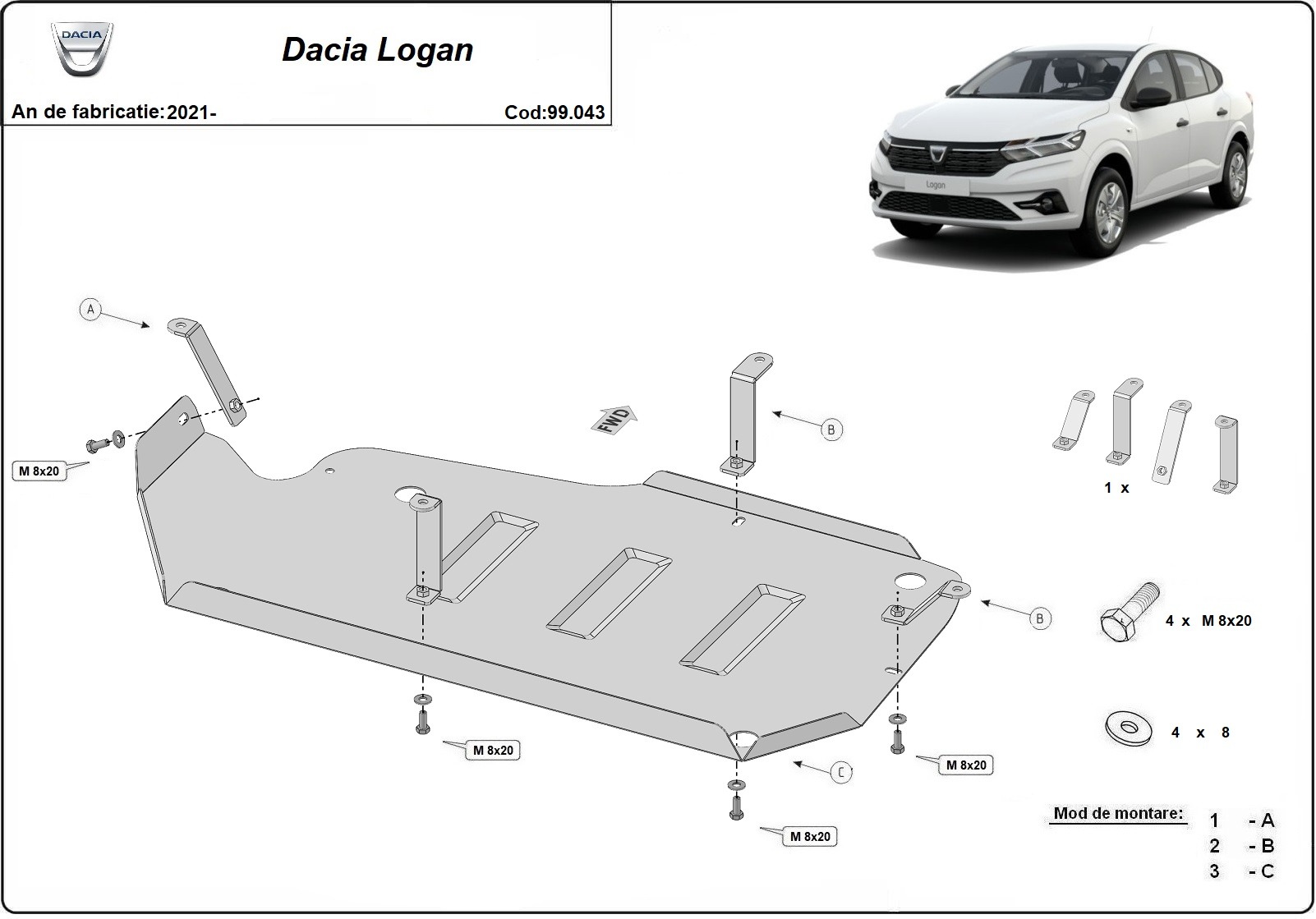 Hasplåt Stål Bränsletank | Dacia Logan (2021-2026) - 3