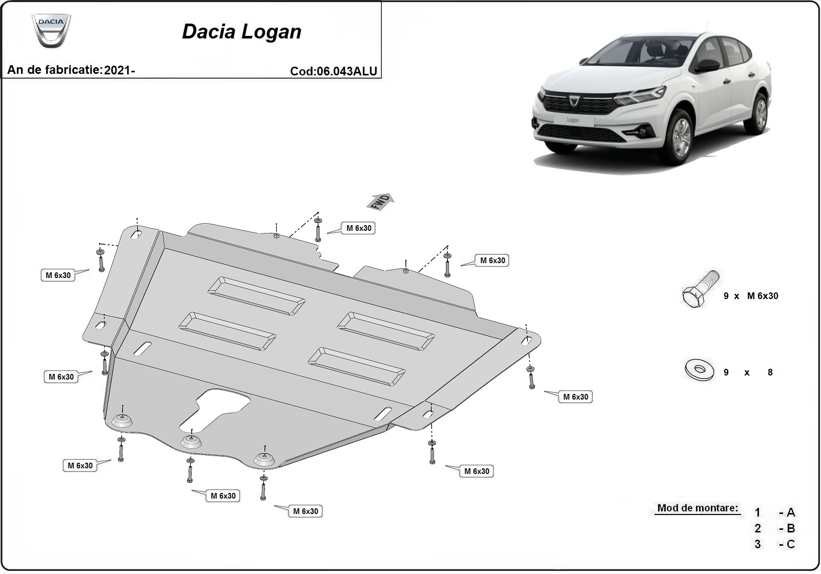 Skid plate Aluminium Engine+ | Dacia Logan (2021-2026) - 3