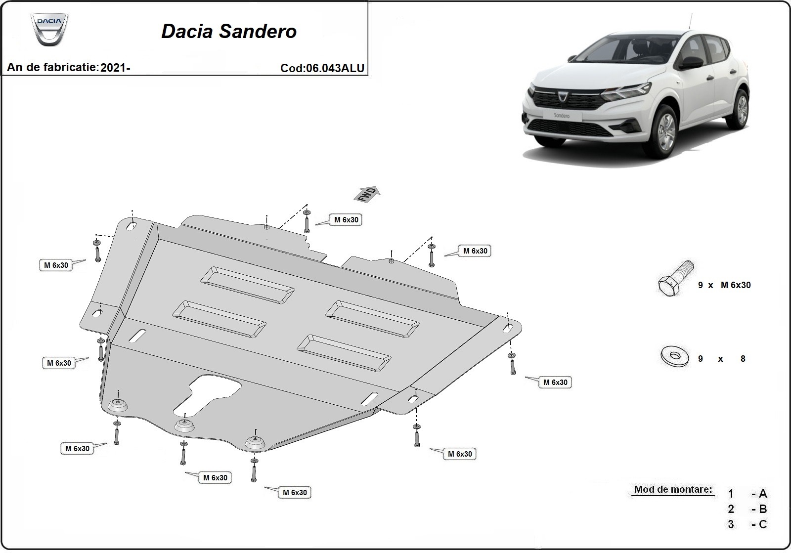 Skid plate Aluminium Engine+ | Dacia Sandero (2021-2026) - 3
