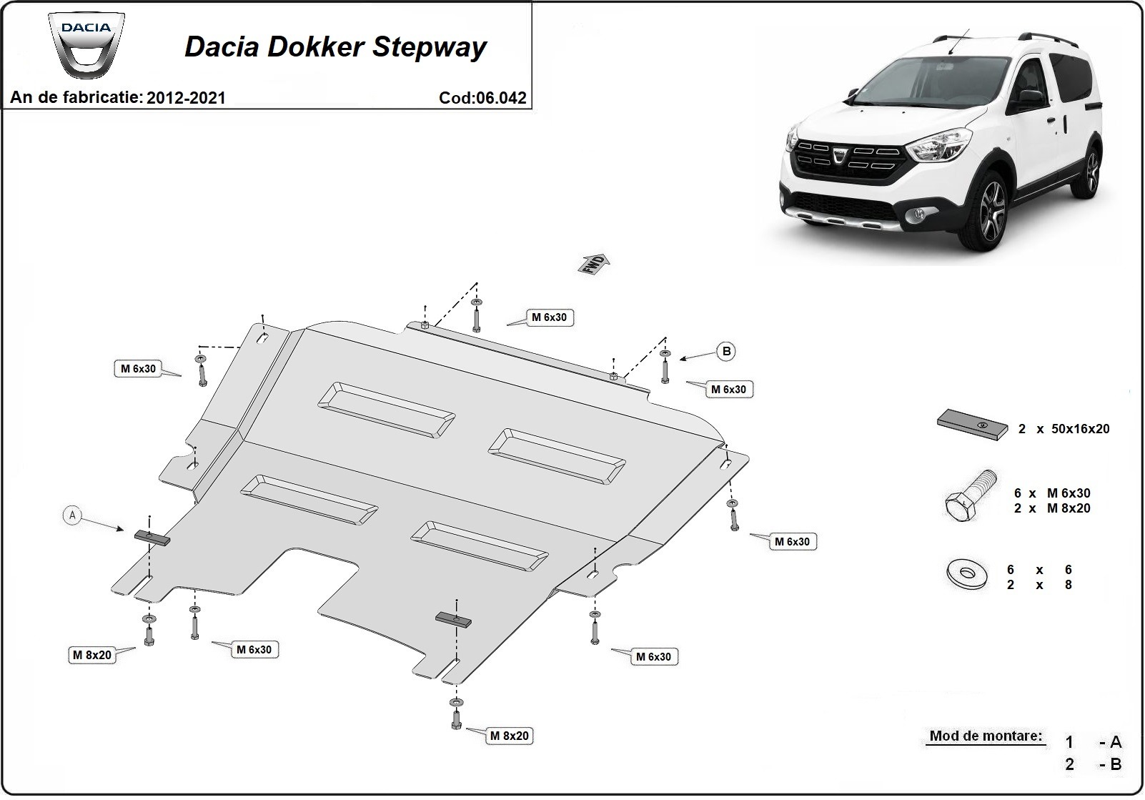 Skid plate Steel Engine+ | Dacia Dokker Stepway (2012-2021) - 3