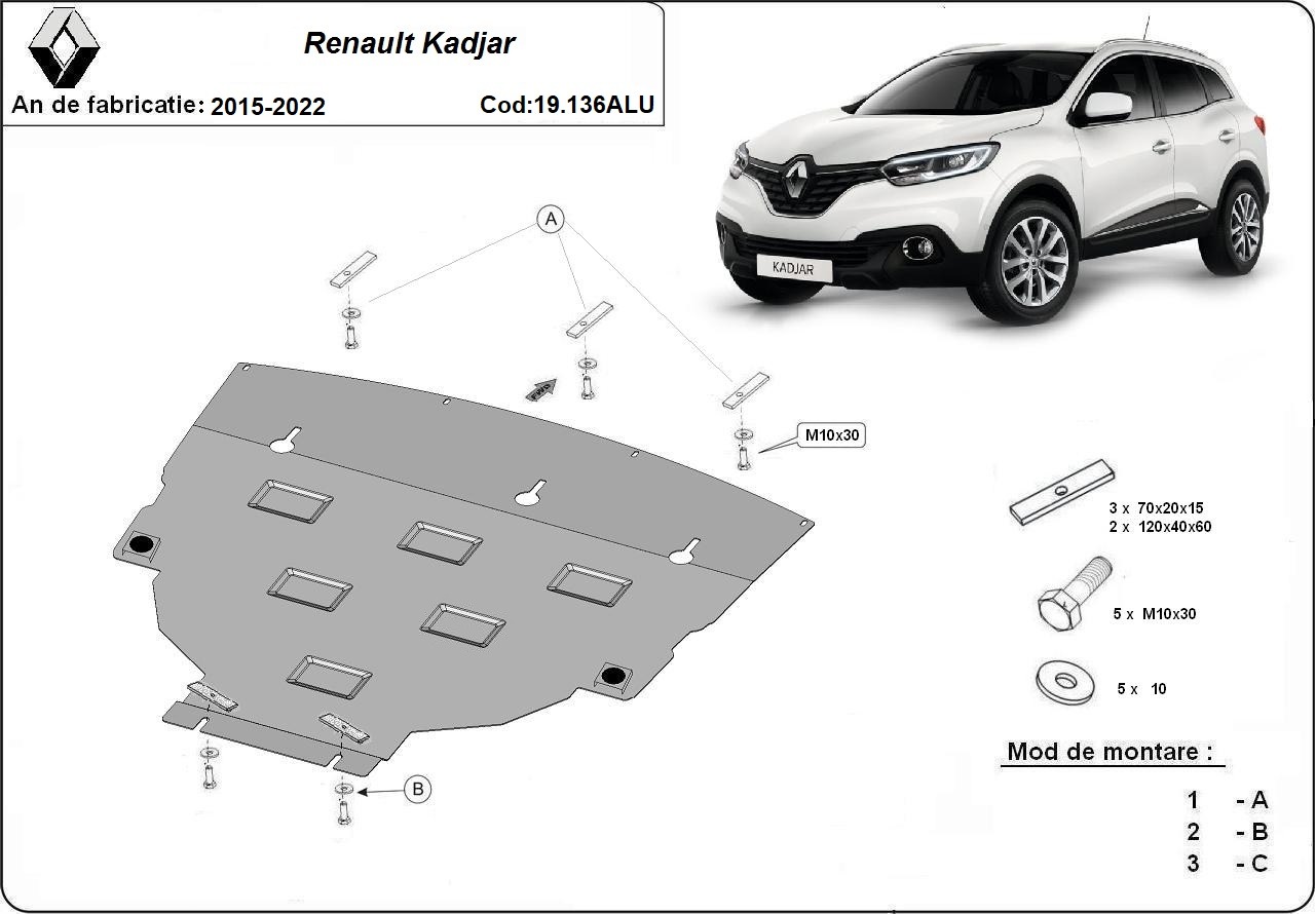 Pohjapanssari Aluminium Engine+ | Renault Kadjar (2015-2022) - 3