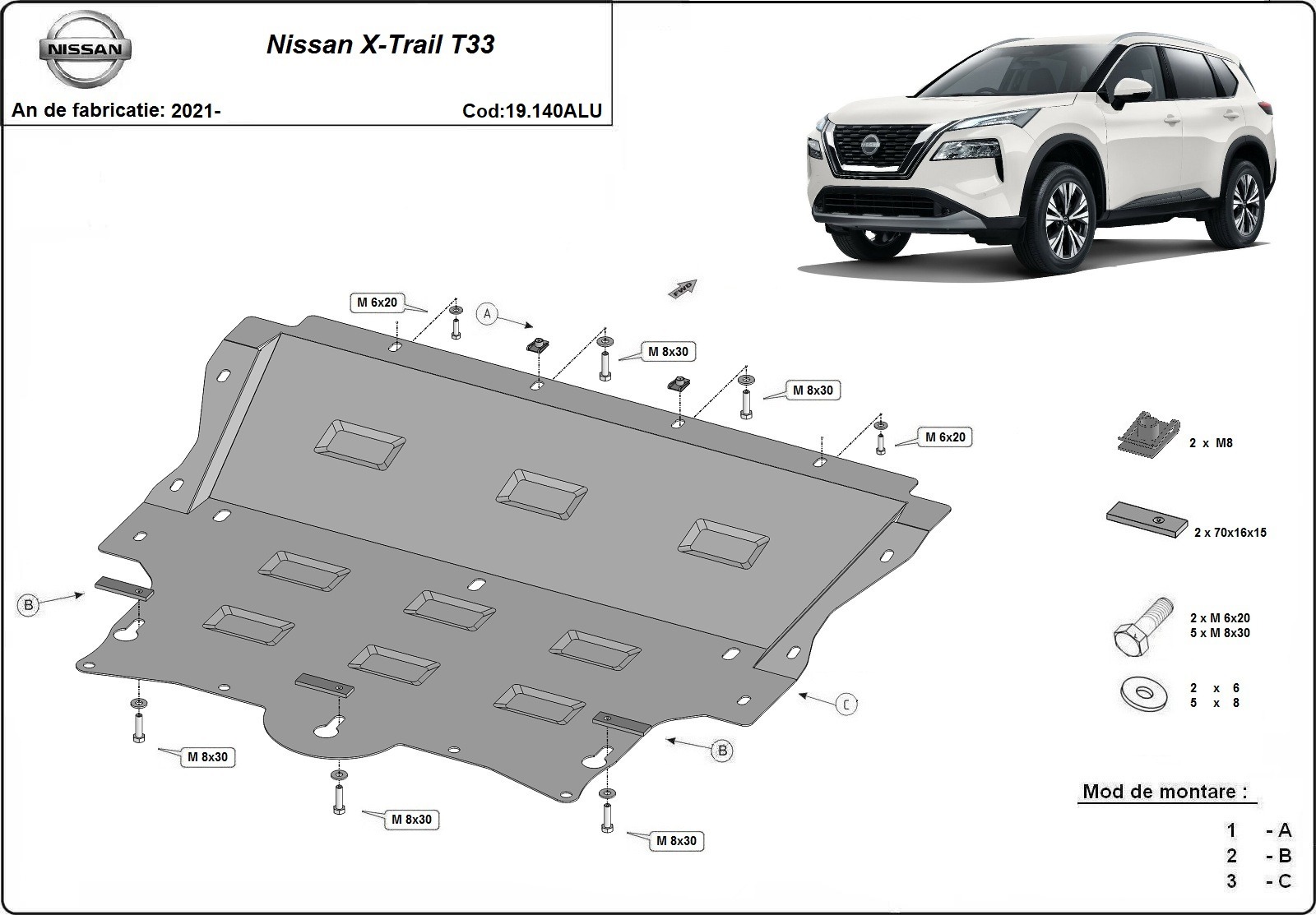 Skid plate Aluminium Engine | Nissan X-Trail T33 (2021-2026) - 3