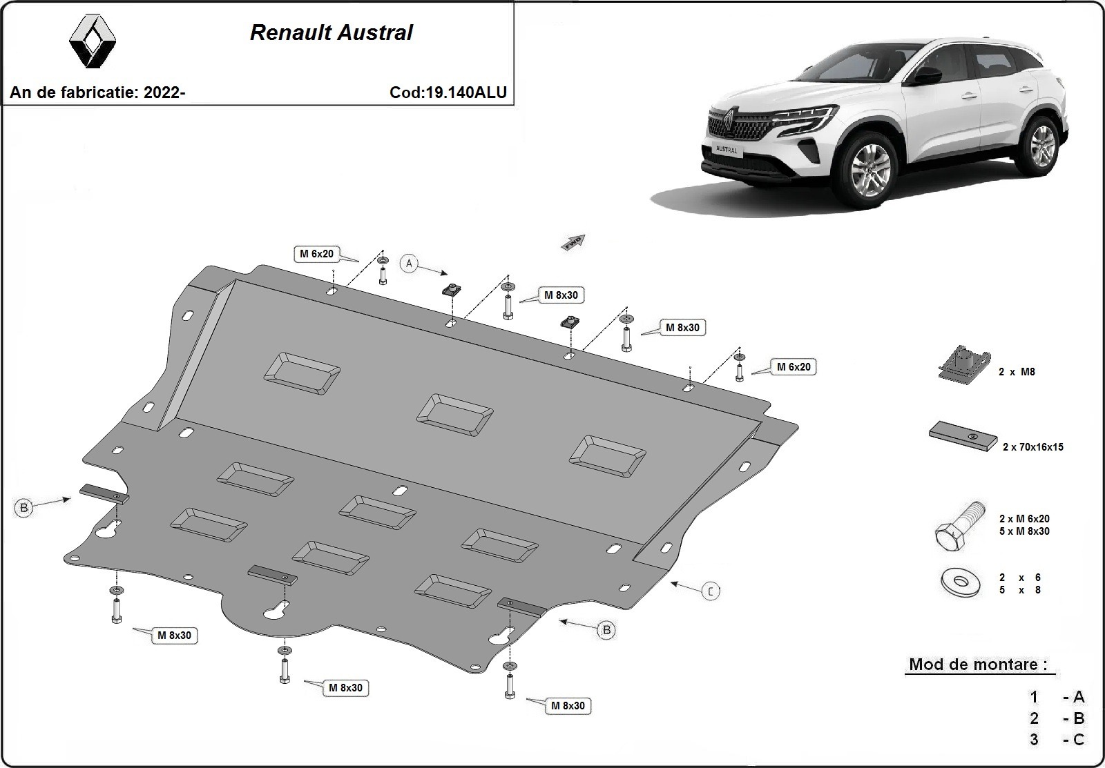 Bunnplate Aluminium Motor | Renault Austral (2022-2026) - 3
