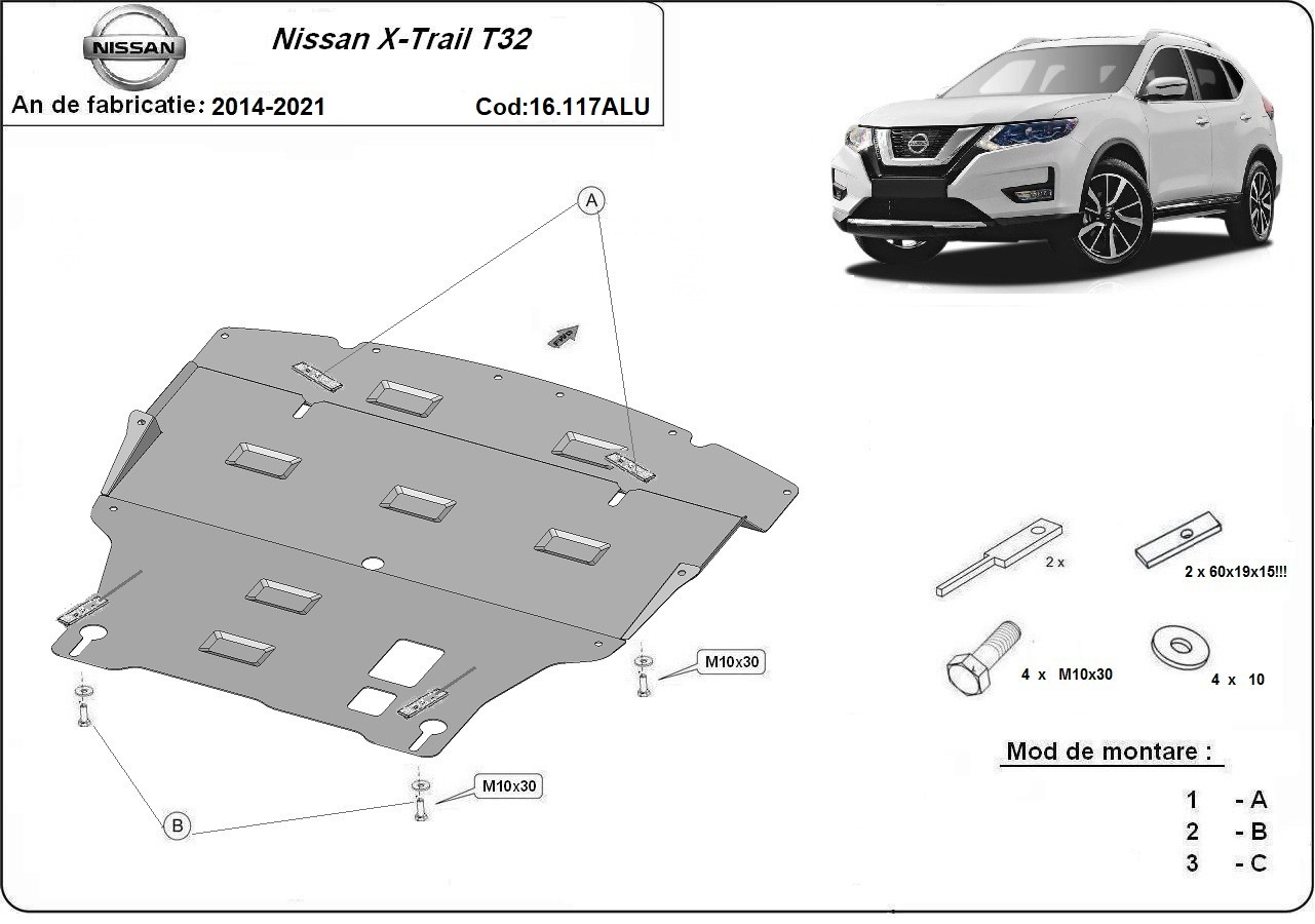 Skid plate Aluminium Engine+ | Nissan X-Trail T32 (2014-2021) - 3