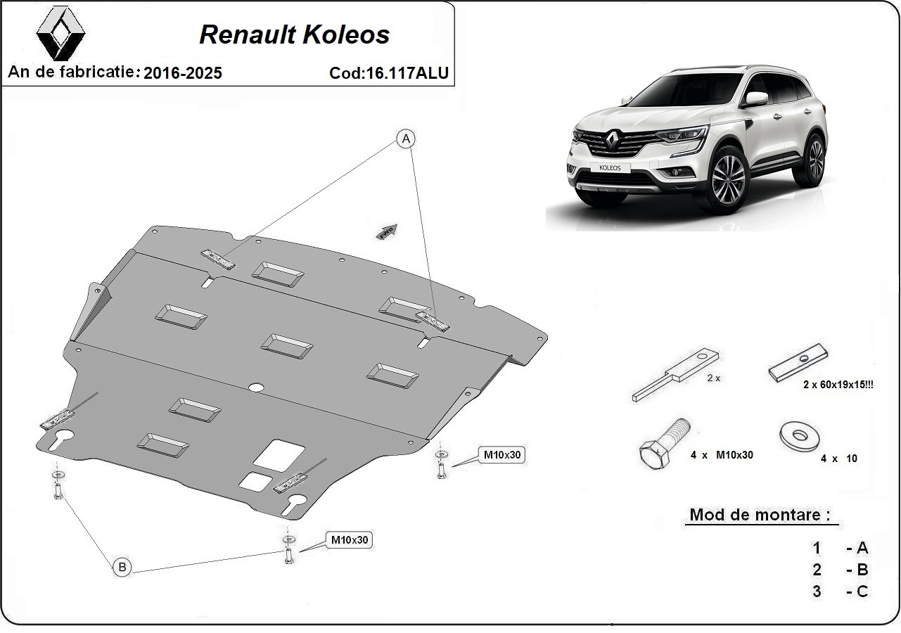 Skid plate Aluminium Engine+ | Renault Koleos (2016-2025) - 3