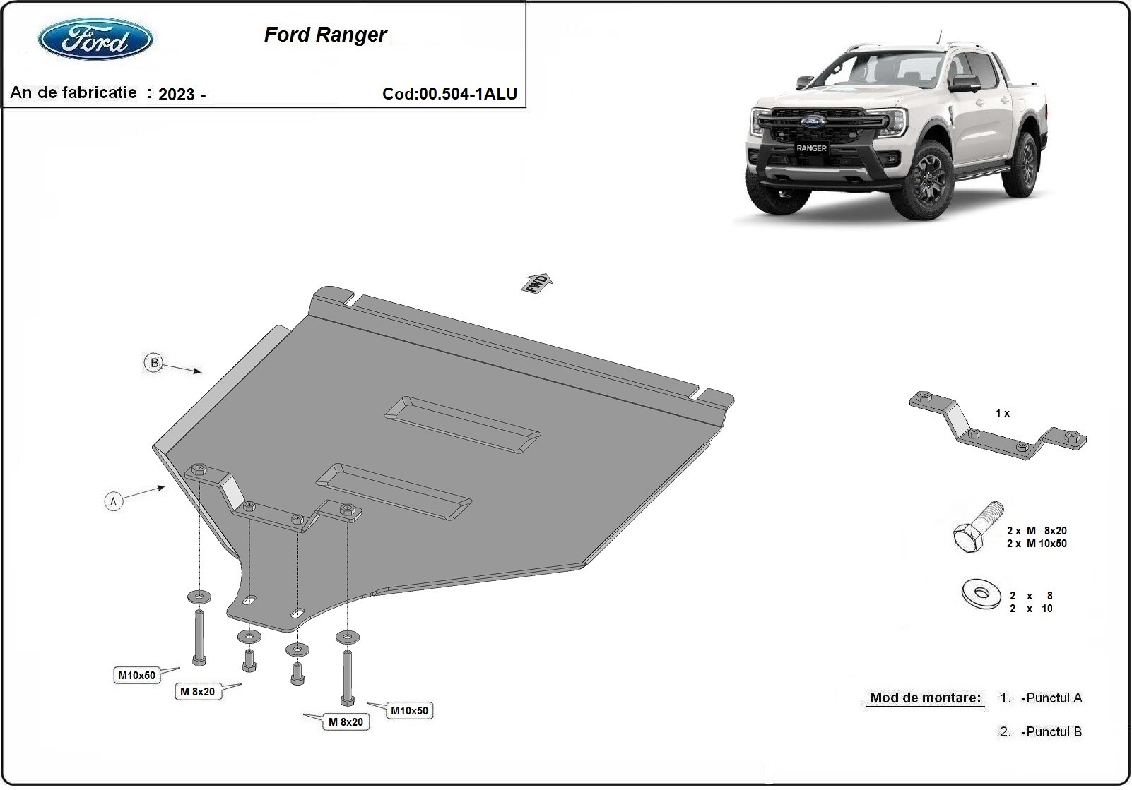 Skid plate Aluminium Gearbox | Ford Ranger (2023-2026) - 3
