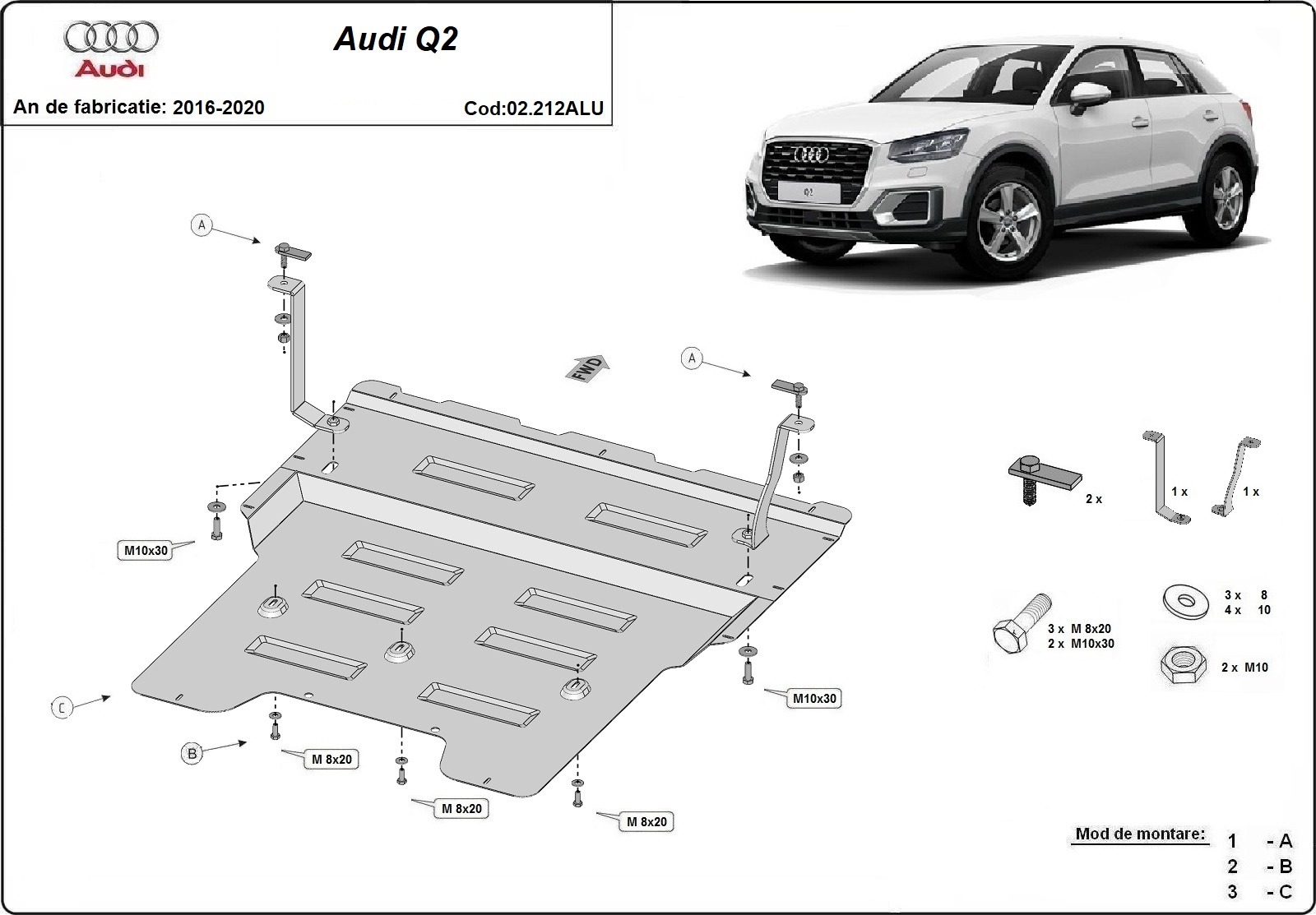 Bunnplate Aluminium Motor+ | Audi Q2 (2016-2020) - 3
